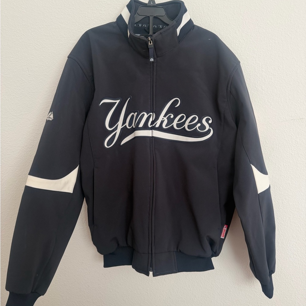 Majestic Black and White Yankees Varsity Bomber Jacket